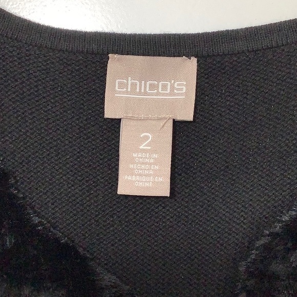 Chico’s 2 faux fur sweater back black vest size Large EUC - Picture 4 of 13